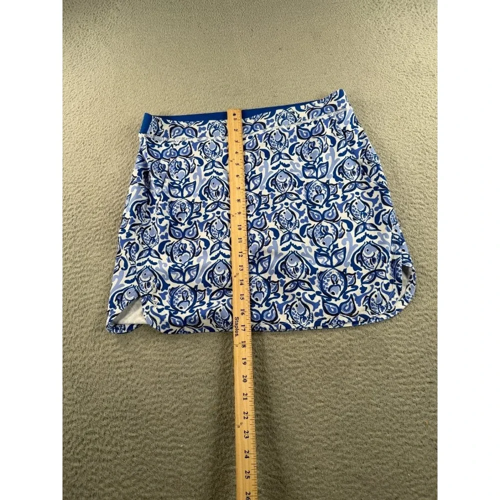 RLX Ralph Lauren Golf Skort Womens Medium Blue Fish Print Skirt Athletic Tennis